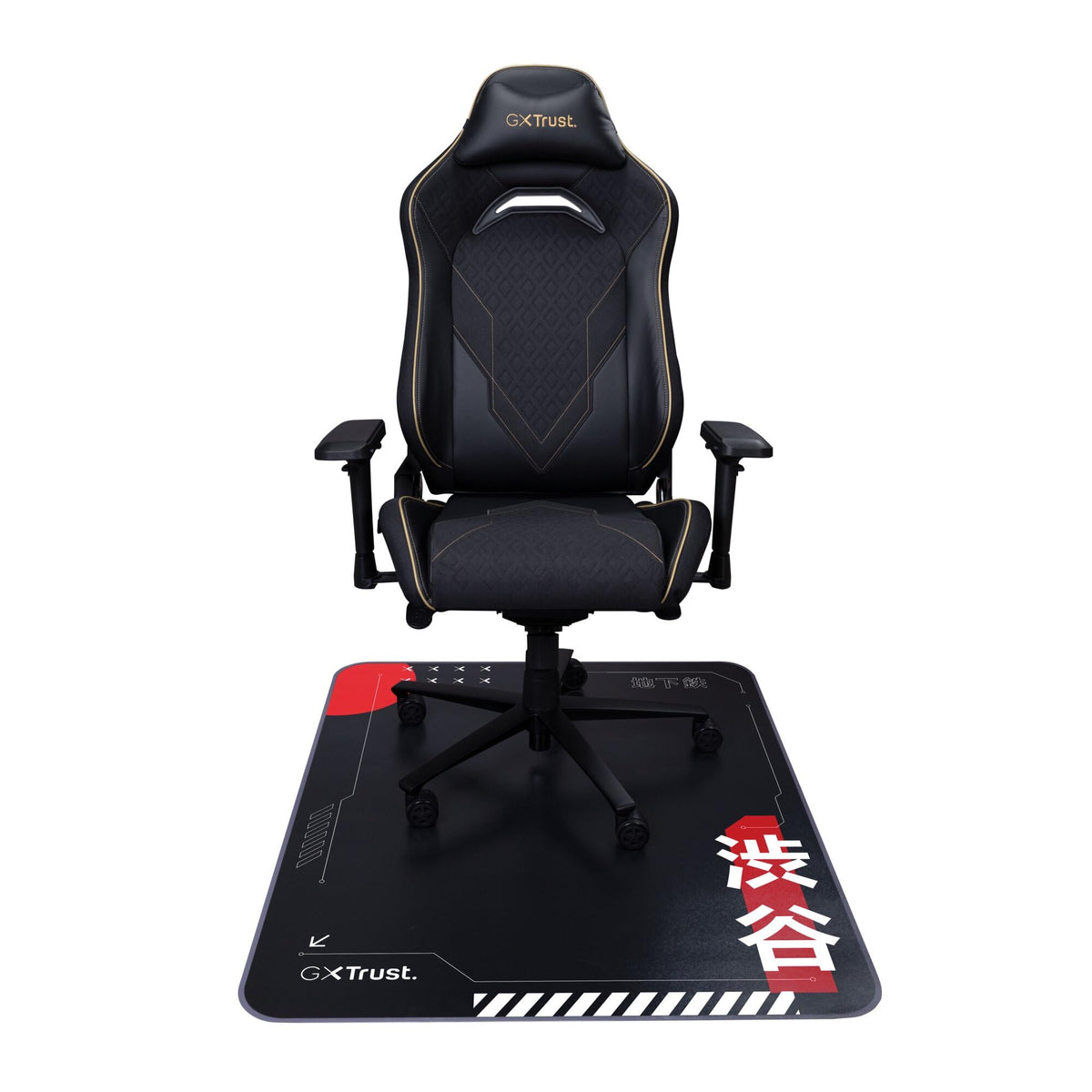 GXTrust Chair Mat Japan 99x120 cm, Japanese Print Tokyo Shinkansen, Black
