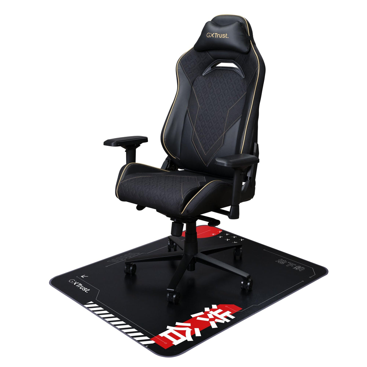 GXTrust Chair Mat Japan 99x120 cm, Japanese Print Tokyo Shinkansen, Black