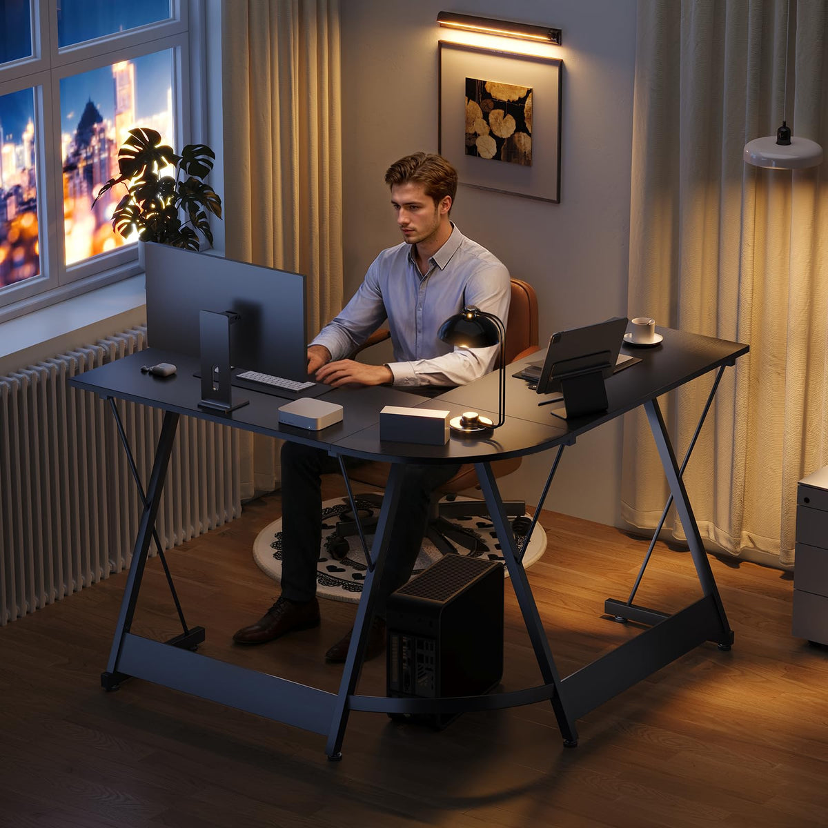 ODK L Shaped Gaming Desk,120×120 cm, Black