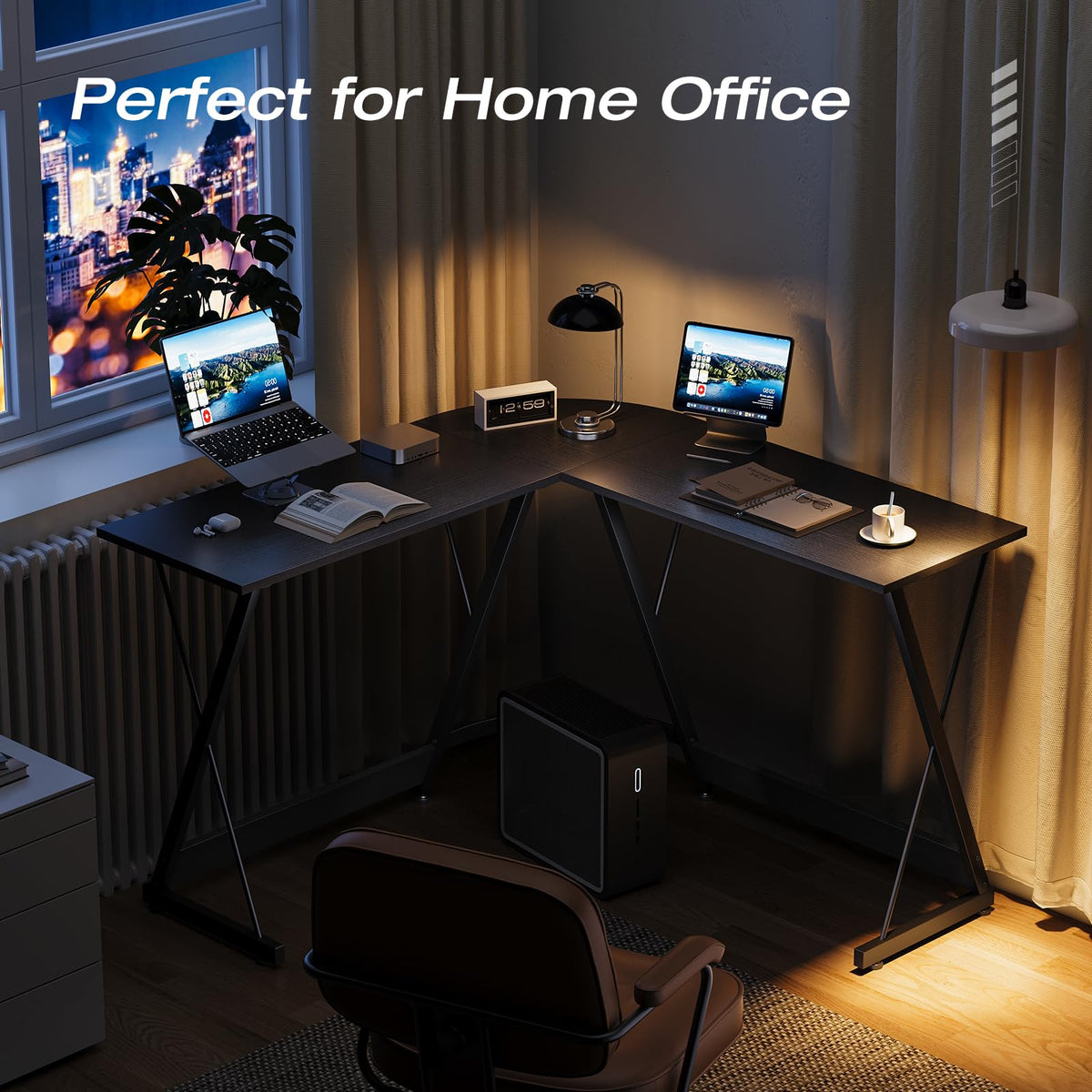 ODK L Shaped Gaming Desk,120×120 cm, Black