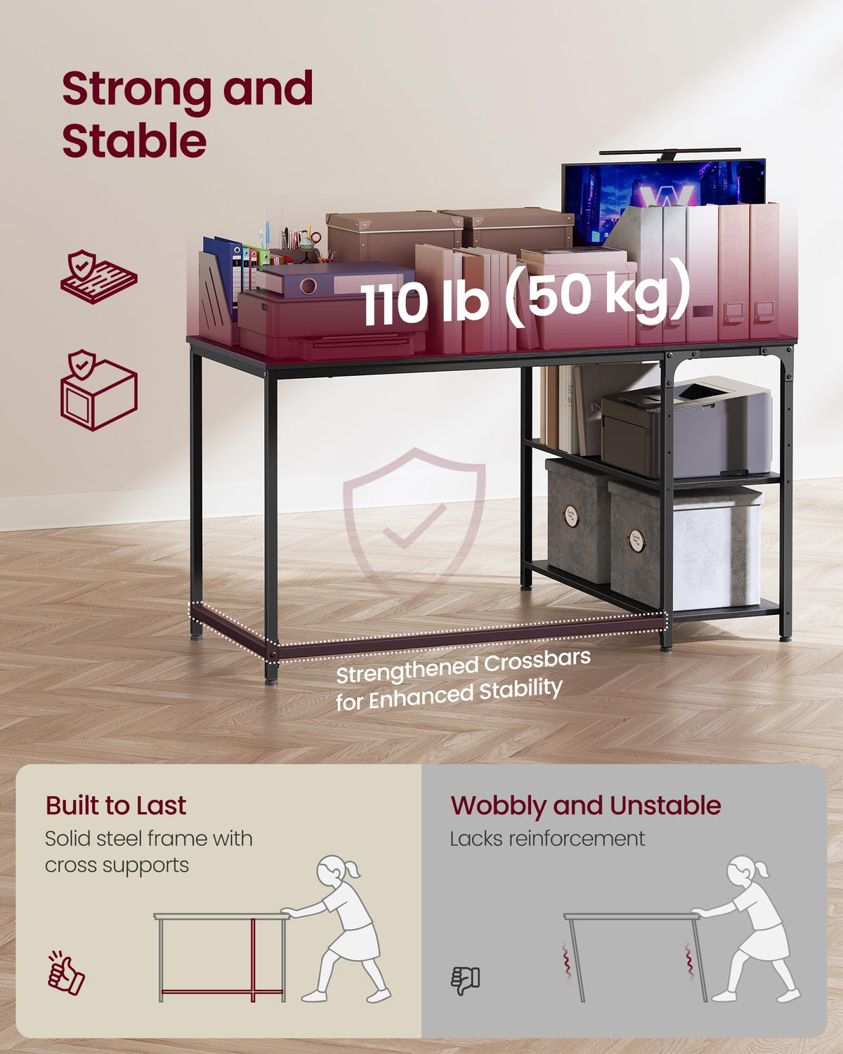 VASAGLE L Shaped Corner Desk, Computer Gaming Desk with Storage, Reversible Height-Adjustable Shelves, for Home Office, 120 x 80 cm, Ebony Black LWD136BE01