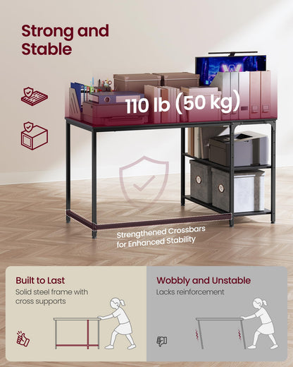 VASAGLE L Shaped Corner Desk, Computer Gaming Desk with Storage, Reversible Height-Adjustable Shelves, for Home Office, 120 x 80 cm, Ebony Black LWD136BE01
